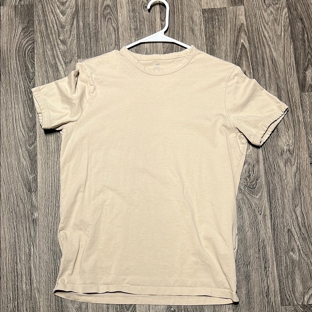 H&M Cream Short Sleeve Tee Versatile Cotton Blend